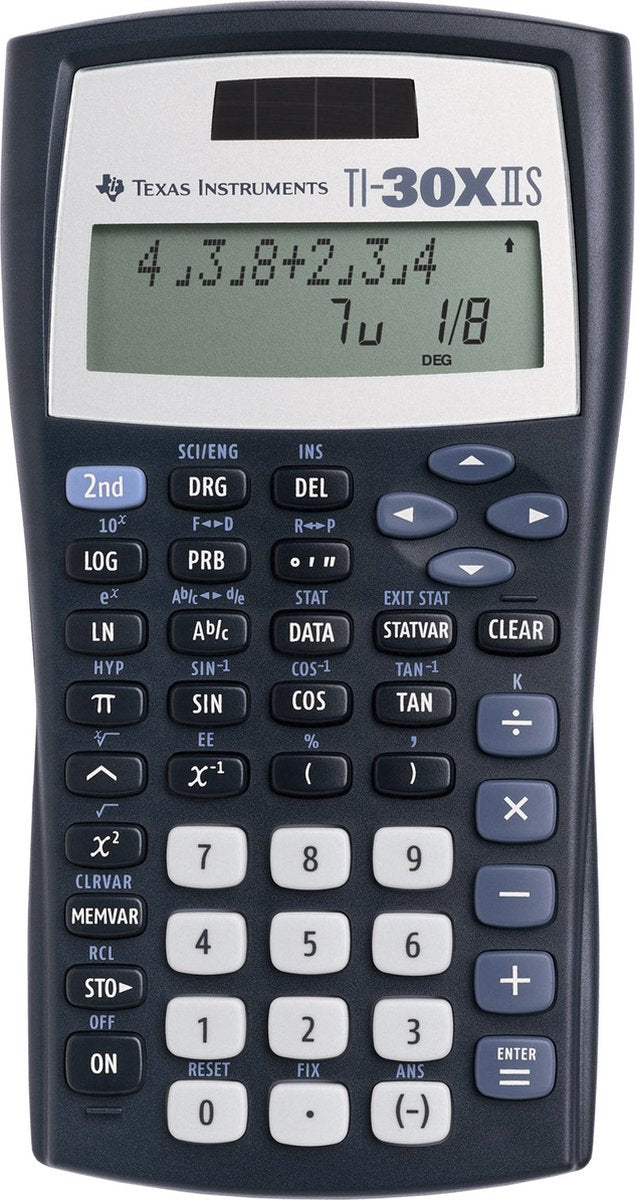 Calculatrice de poche Texas Instruments Ti 30 x II S, noire, alimentée par batterie, à énergie solaire (L x H x P) 172 x 31 x
