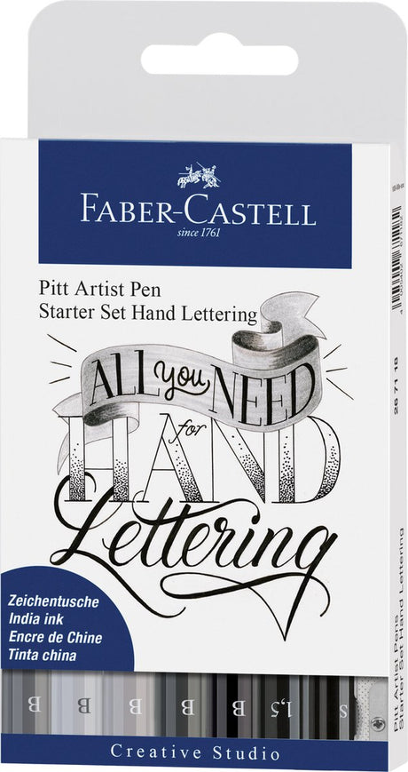 Faber Castell FC-267118 Stylo à dessin Faber-Castell Pitt Artist Pen Lettrage à la main Étui de base 8 pièces
