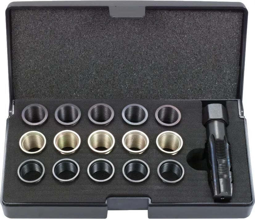 Ks tools ks-tools jeu de taraudages gamme de réparation filetage d'extrémité rep. jeu m1 14x1,25mm 16 pcs.