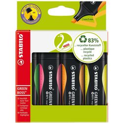 Marqueur de texte Stabilo 6070 4 boss vert 2-5mm vert, jaune, orange, rose