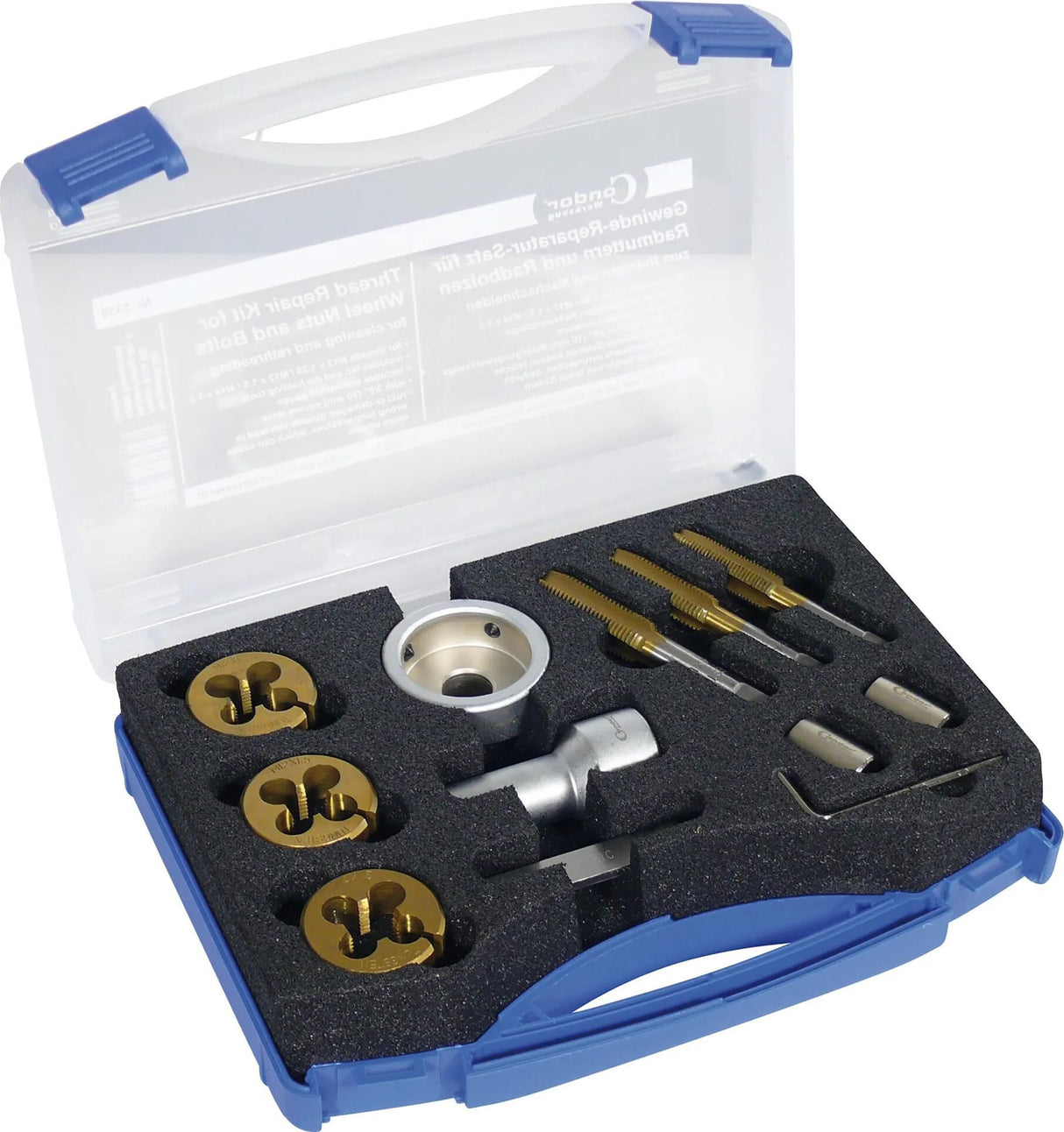Jeu de tarauds à main Condor 5356 filetage rep. ensemble 12 pièces