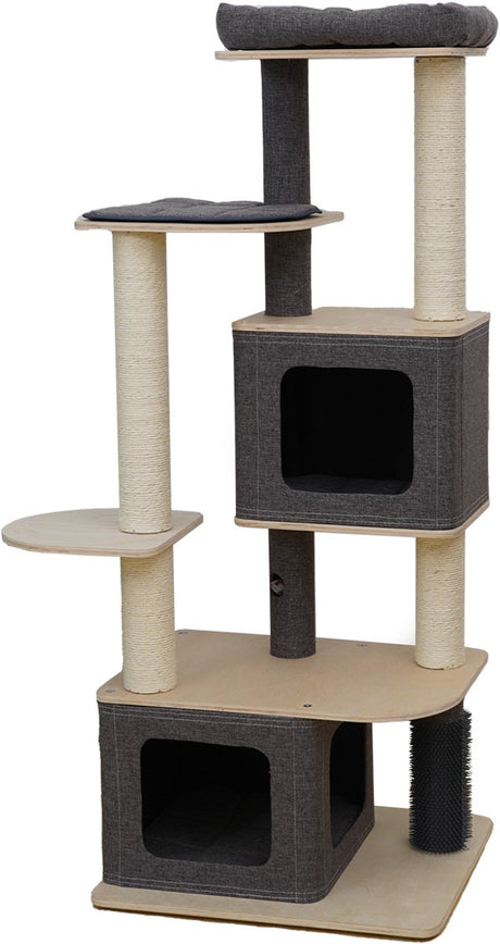 Arbre à chat Ebi Tripoli tissu lin gris 58 x 48 x 142 cm - chat