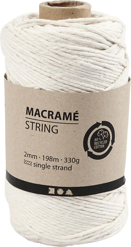 Société créative https : www.ccobby.nl macramé-cord-l-198-m-d-2-mm-off-white-330-gr-1-rol