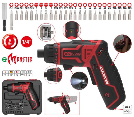 Ks Tools – tournevis sans fil Monster, jeu de forets sans fil 27 pièces.