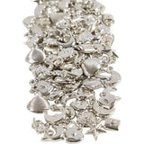 Breloques en argent Creativ Company, taille 15-20 mm, diamètre du trou 3 mm, env. 200 pièces, 80 grammes 1 boîte