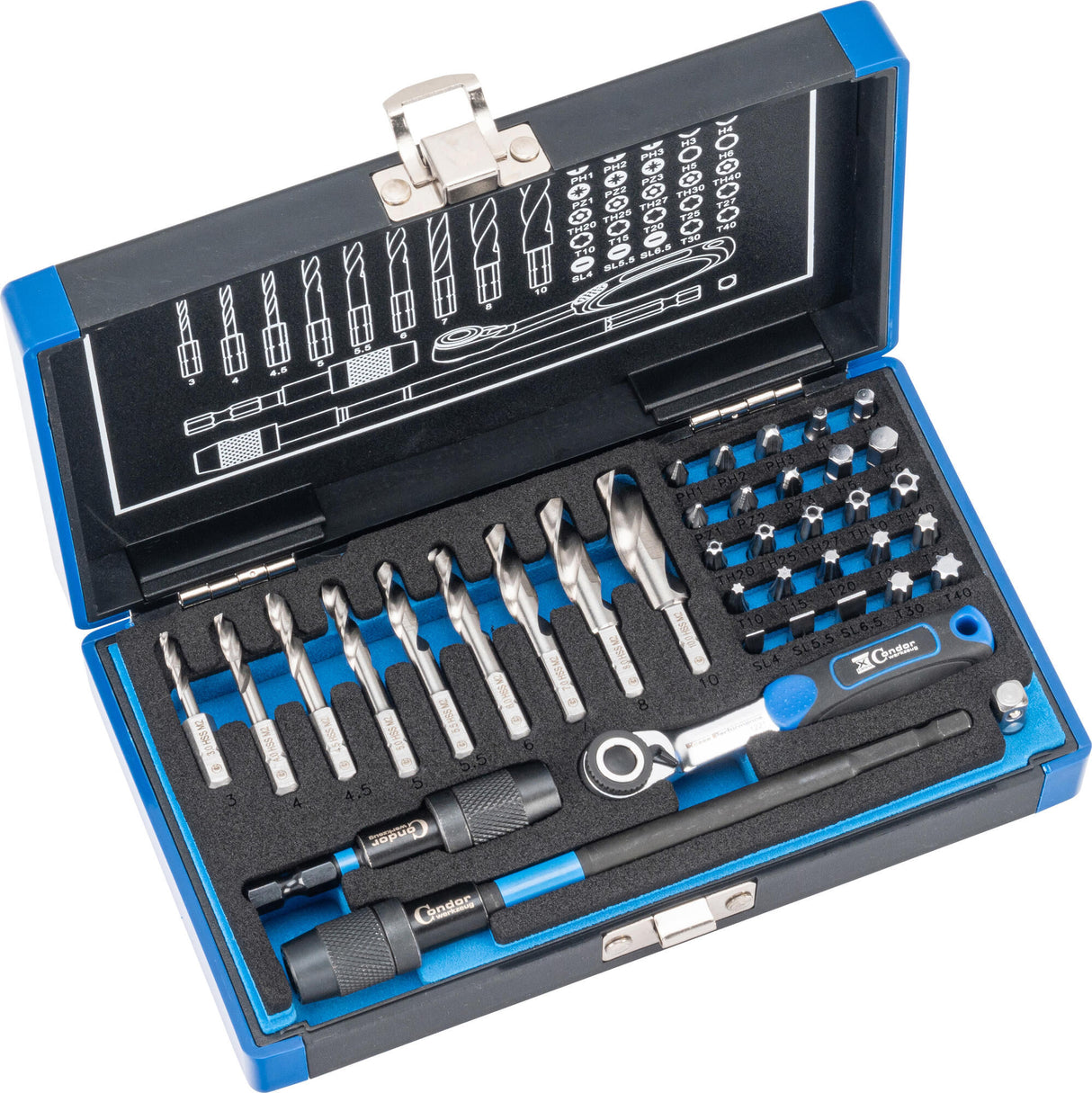 Jeu de forets spéciaux Condor 39600 forets hélicoïdaux hss-g 38tlg.