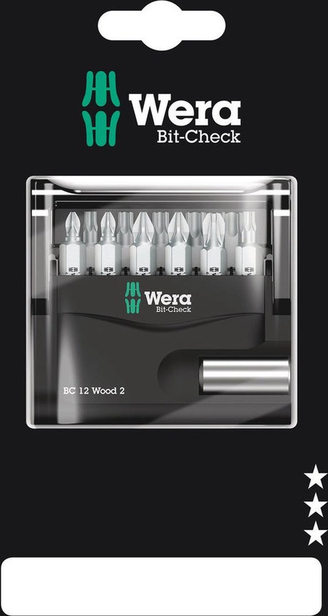 Wera bit-check 12 bois 2 sb 05136391001 jeu d'embouts 12 pièces 1 4 (6,3 mm) incl. porte-embout