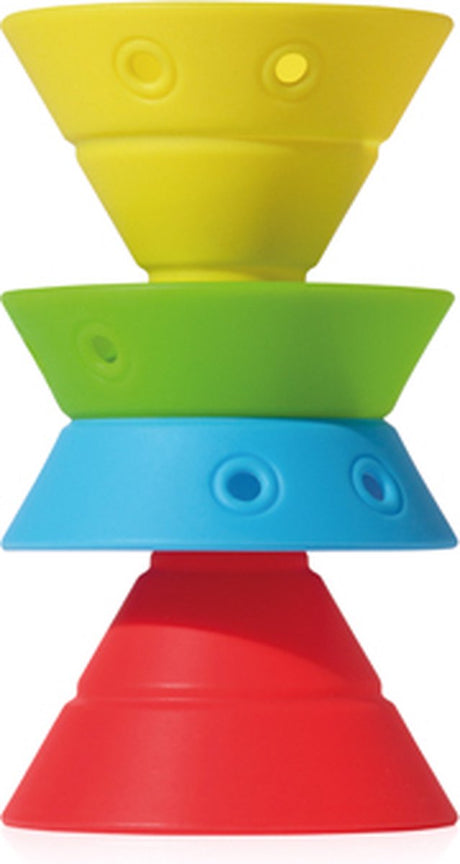 Moluk hix - couleurs tropicales, 4 cônes de construction convertibles en caoutchouc silicone élastique, en boîte 8,2x8,2x14,3cm, 2+