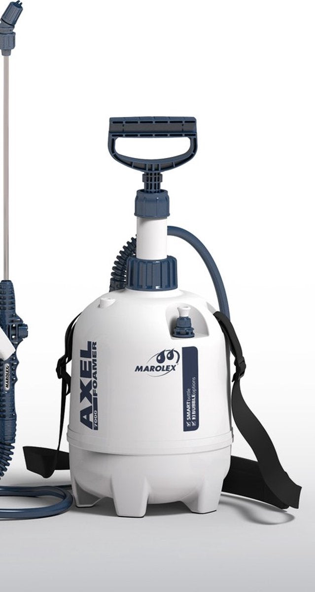 Pulvérisateur à mousse Marolex axel alka line 7000 - 7 litres - résistant aux alcalis - 3 réglages de mousse - y compris lance et bandoulière - pulvérisateur à pression pour les détails et l'industrie