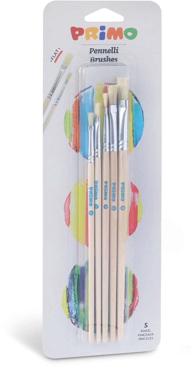 Primo set de pinceaux junior 22 cm bois naturel 5 pièces