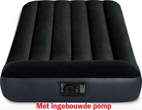 Matelas pneumatique classique avec repose-oreiller double Intex avec pompe intégrée (220-240v) 99x191x25cm