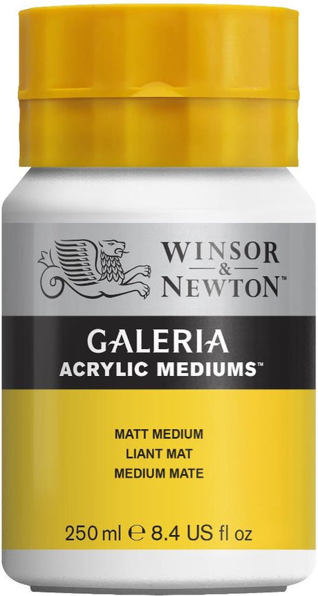 Winsor Newton 3040821 Galeria Matt Medium 250 ml – Médium acrylique pour finition mate, transparence accrue