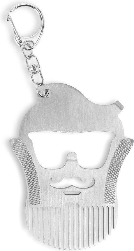 Outil peigne à barbe Kikkerland - outil pour carte de crédit - peigne à barbe - avec 6 fonctions - cadeau pour lui