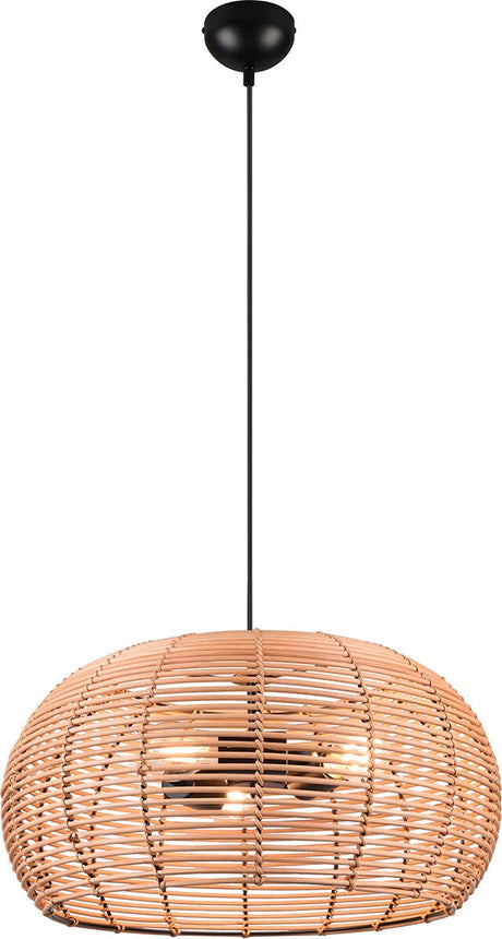 Trio inga - lampe suspendue - naturel - rotin - excl. 3x e27 4w