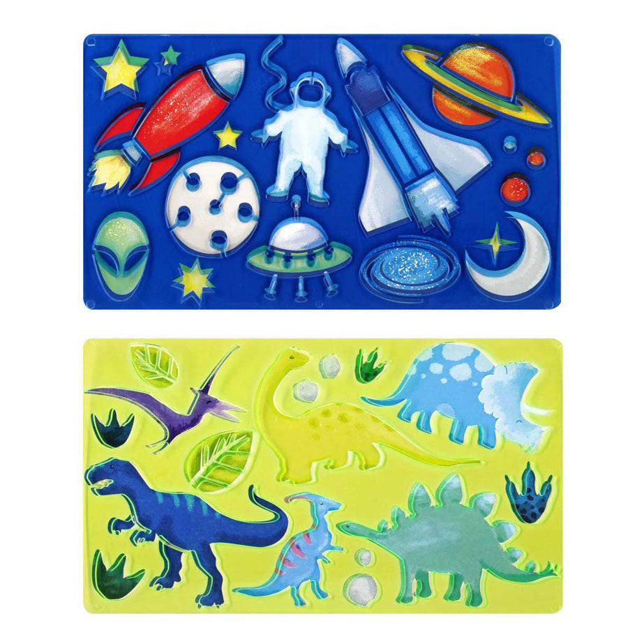 Modèle de dessin dinosaures, cosmos