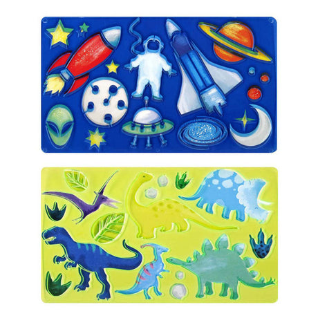Modèle de dessin dinosaures, cosmos
