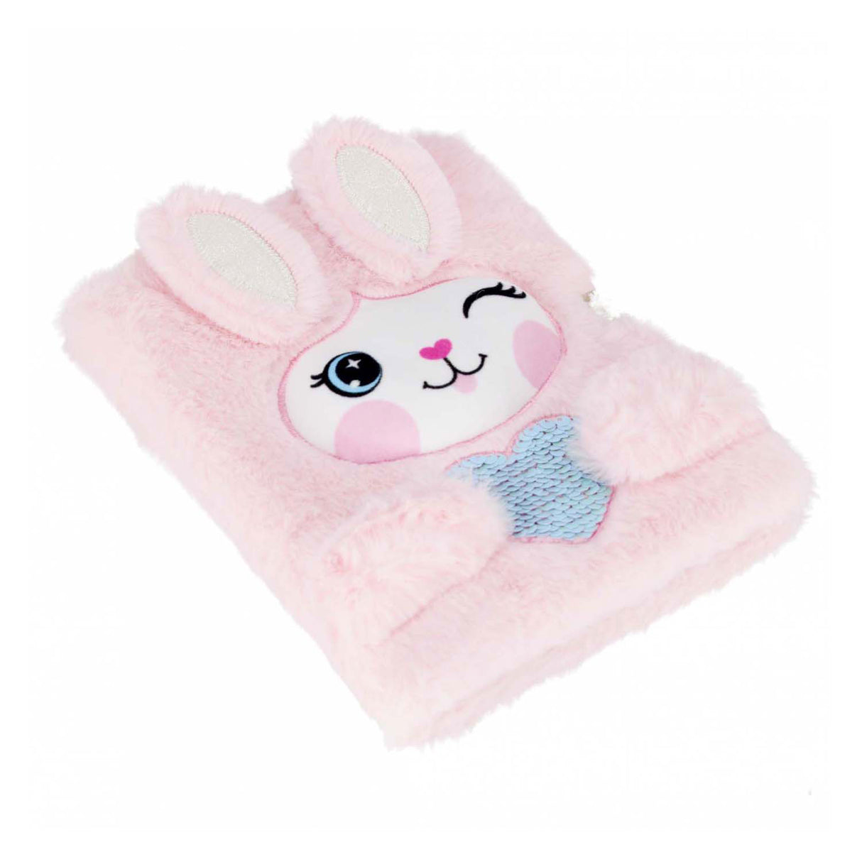 Journal intime en peluche diablotin coeur de lapin avec serrure, a5