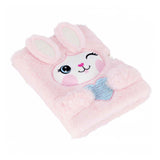 Journal intime en peluche diablotin coeur de lapin avec serrure, a5
