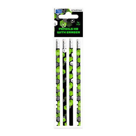 Crayons avec gomme football - 4 pcs.