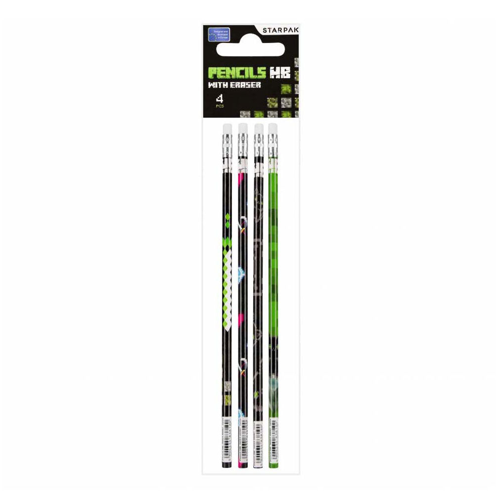 Crayon HB avec gomme, 4 pcs.