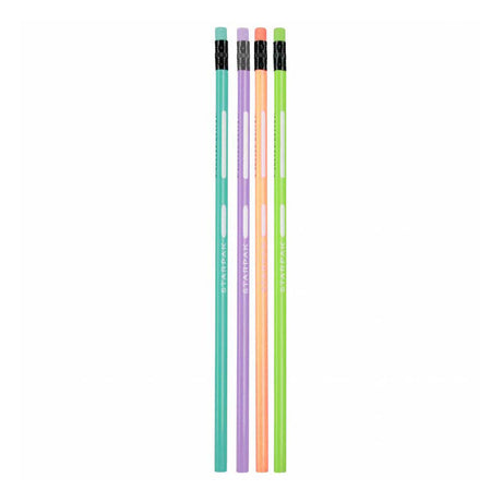 Crayon triangulaire Hb avec gomme pastel, 4pièces.