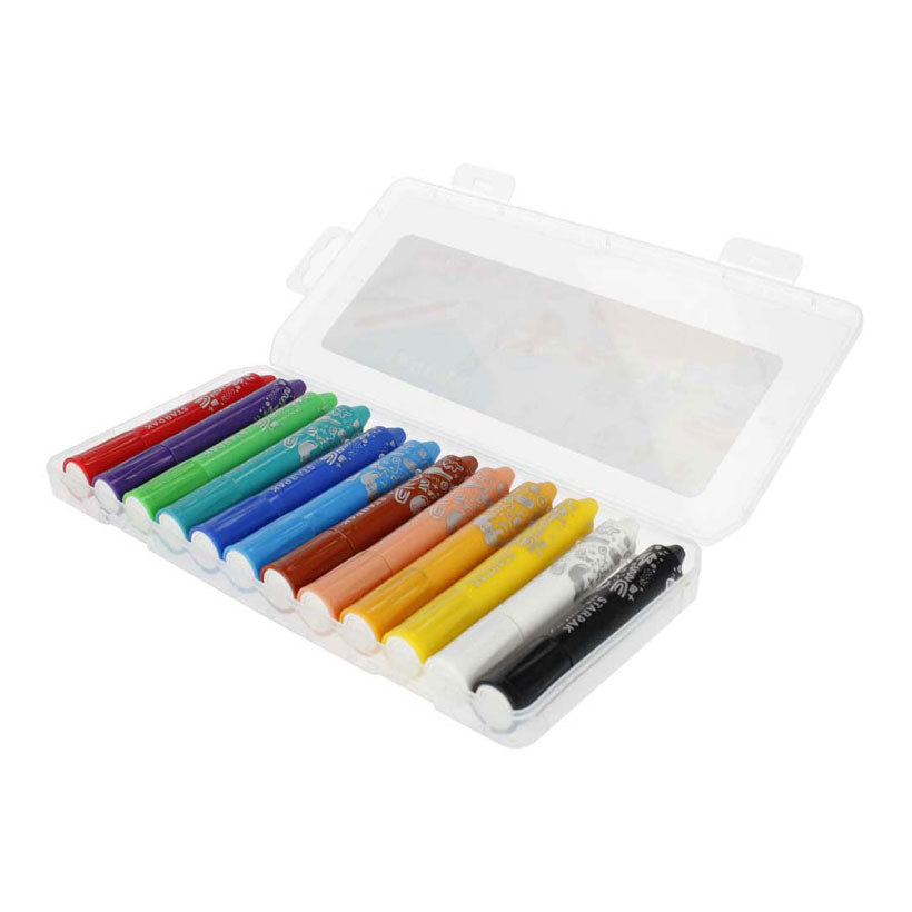 Crayons rotatifs doux et soyeux, 12 couleurs