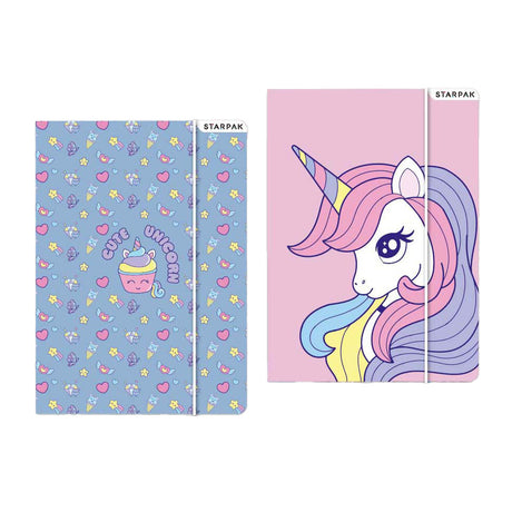 Dossier avec élastique A4 licorne colorée