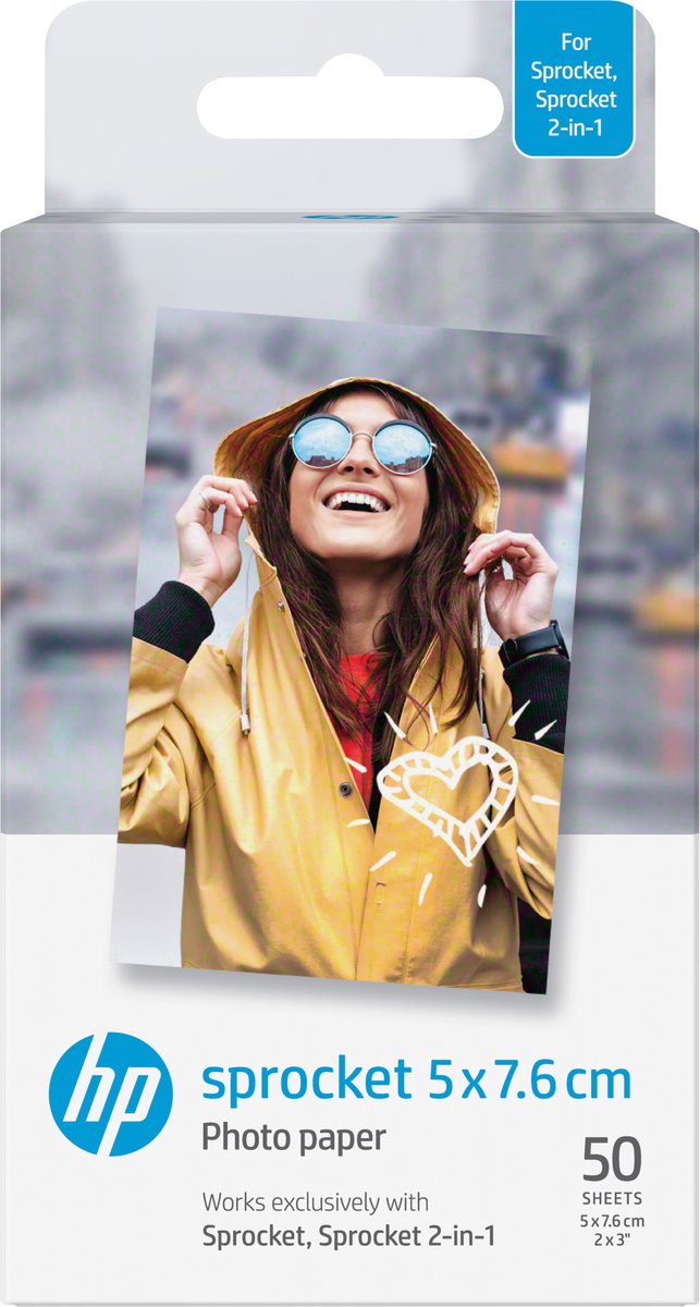 Hp sprocket - papier photo autocollant - 5 x 7,6 cm - 50 feuilles