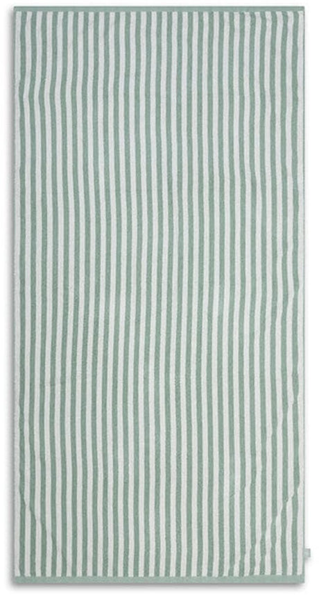 Rayure de villégiature | serviette en coton blanc vert 135 x 65 cm