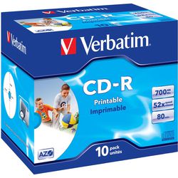 CD-R imprimable 700 Mo verbatim 52x 80min. 10 pièces