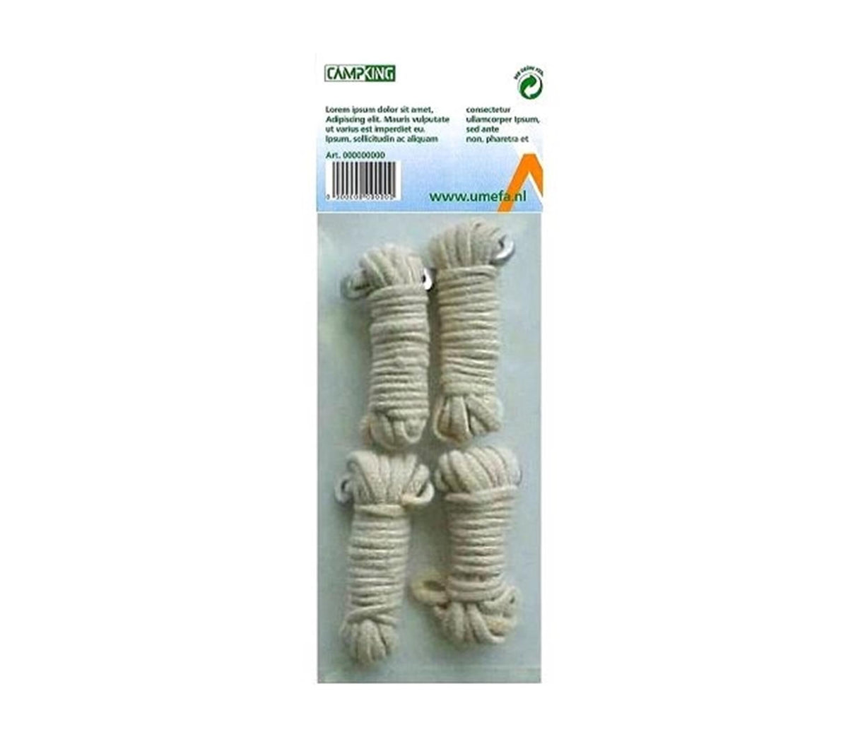 Campking umefa guy line coton 3 mmx3 mtr 4 pcs