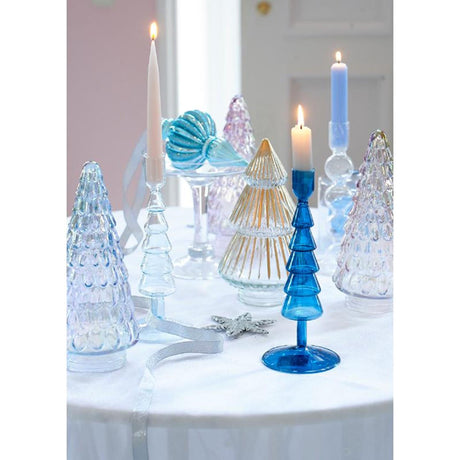 Decoris statue sapin de Noël verre irisé 23cm