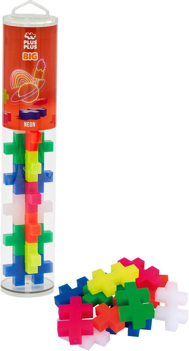 Jeu de construction Plus-Plus Big Tube Neon 15 pièces - 3286 - jouets de construction - jouets de construction - ensemble avec blocs de construction - à partir de 1 an