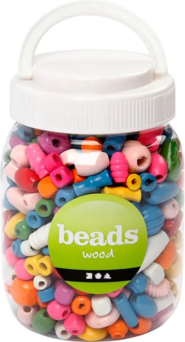 Société créative https: www.ccobby.nl perles-en-bois-taille-5-28-mm-taille-du-trou-2-5-3-mm-ca-466-piece-various-colors-175-gr-400-ml-1-bucket