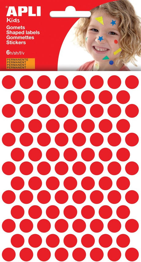 Autocollants pour enfants Apli | diamètre du cercle 10 | 5mm | blister de 528 pièces | rouge