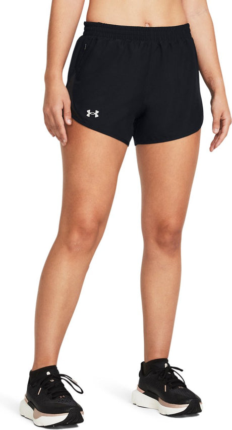 Under armour ua fly by 3'' shorts-blk pantalon de sport pour femme - noir - réfléchissant