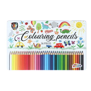 Crayons de couleur Grafix en boîte métallique, 36 pcs.