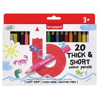 Crayons de couleur courts et épais pour enfants Bruynzeel, 20 pcs.