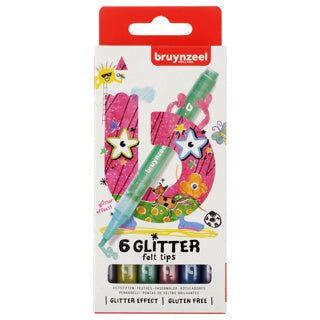 Lot de 6 feutres à paillettes pour enfants Bruynzeel