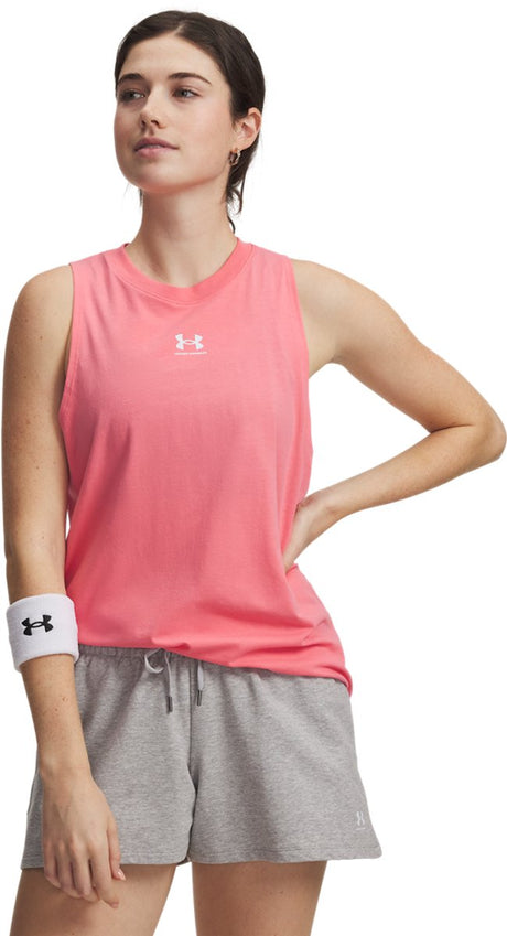 Under Armour ua rival muscle tank-pnk chemise de sport femme - rose doux-amer