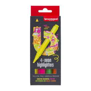 Bruynzeel surligneurs néon 4 couleurs | 3 pièces