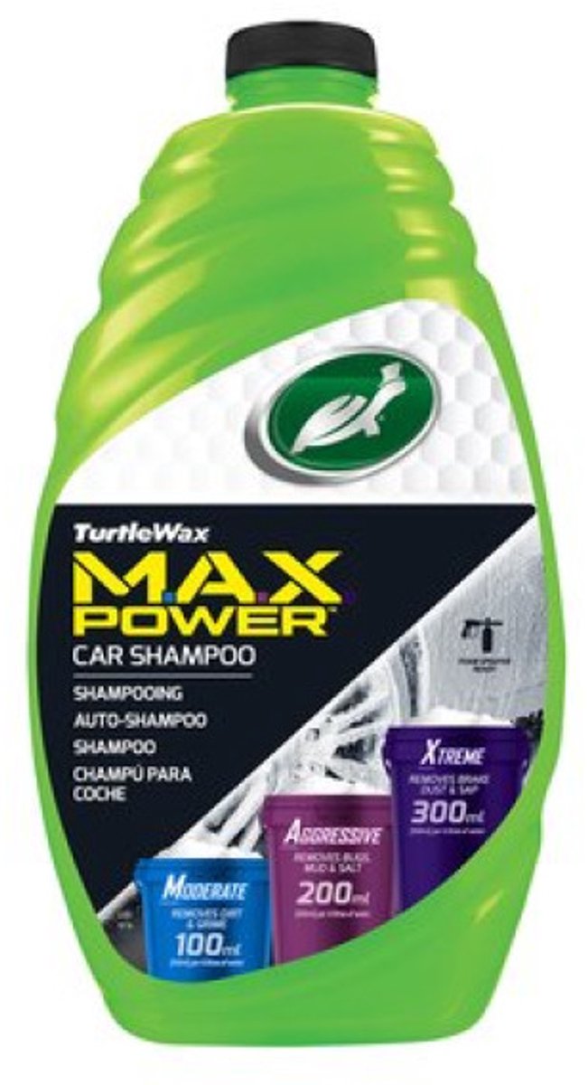 Lavage de voiture à puissance maximale Turtle Wax - 3 niveaux de puissance de nettoyage - avec de puissants boosters de nettoyage - pour éliminer les éclaboussures d'insectes, la poussière de frein lourde - super moussant - 1,42 litres