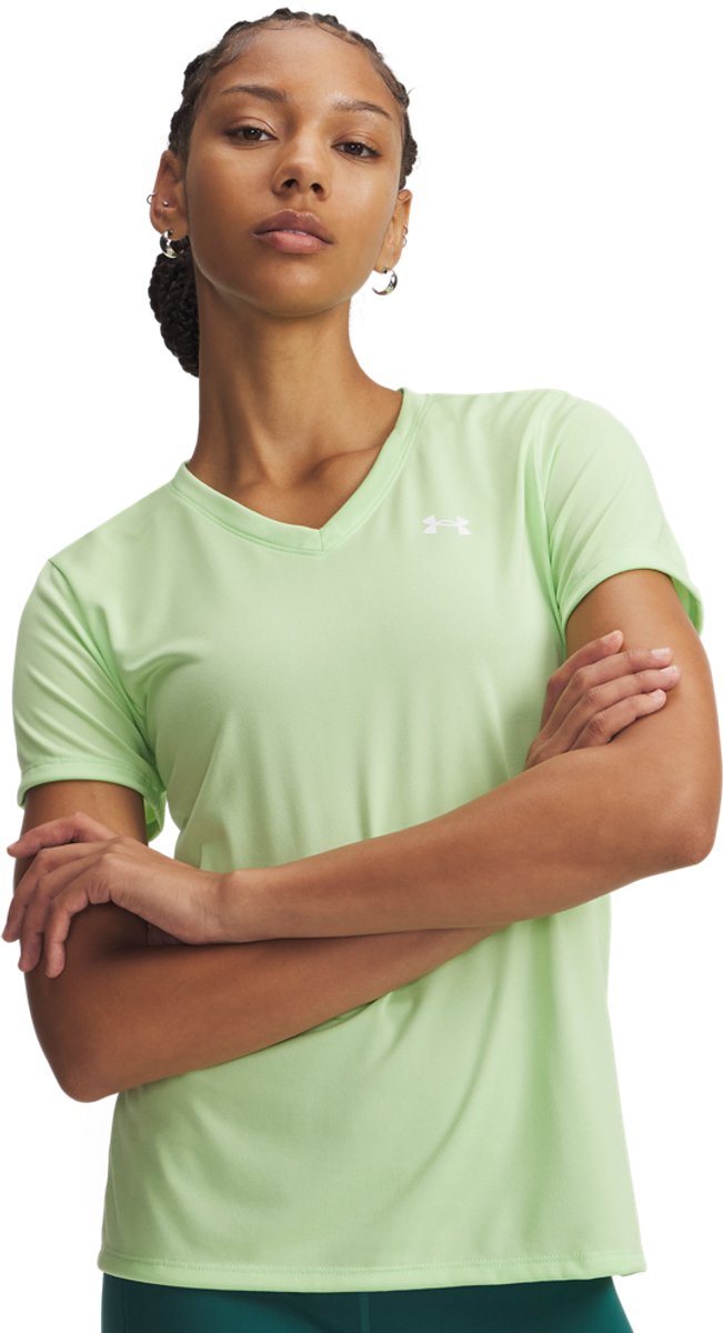 Chemise de sport Under Armour UA HG Armour Comp SS-Blu pour hommes - Midnight Navy - Blanc