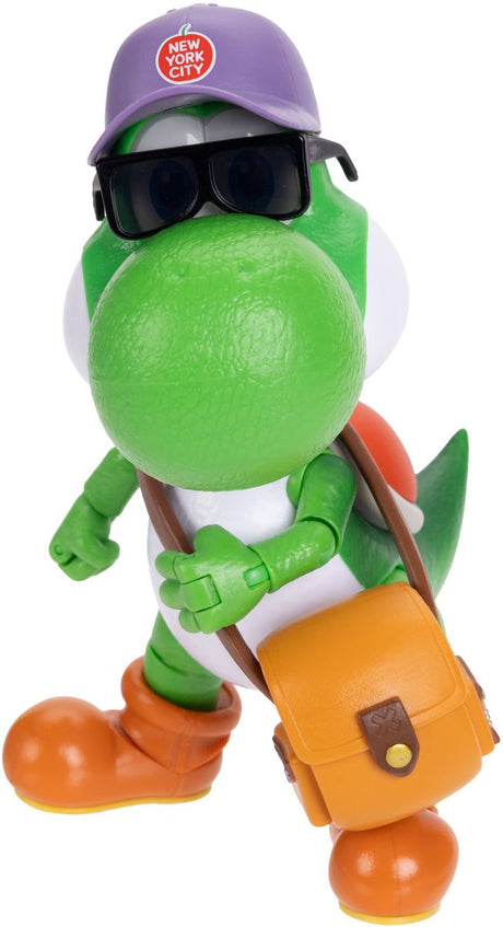 Jakks Super Mario Galaxy Movie – Série de figurines 13 cm – Figurine Yoshi avec chapeau, lunettes de soleil et sac