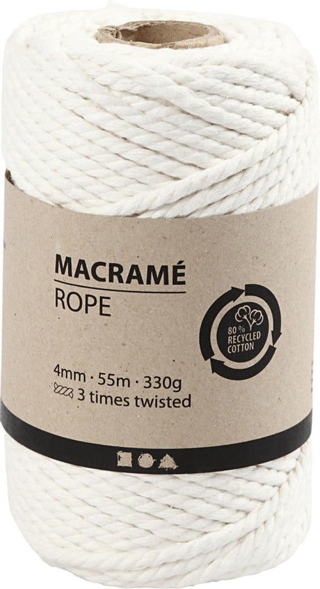 Creativ company cordon macramé 4 mm 55 m blanc cassé