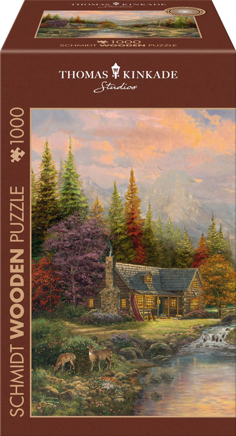 Schmidt - puzzle - puzzle en bois - paysage de montagne avec ruisseau - Thomas Kinkade Studios - 1000 pièces - adultes - à partir de 12 ans