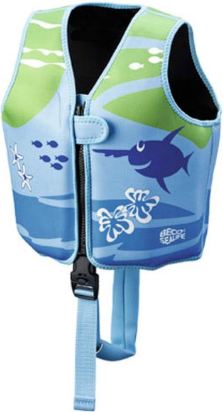 Beco-sealife® - gilet de sauvetage gilet flottant enfant - bleu vert - s: 15-18 kg