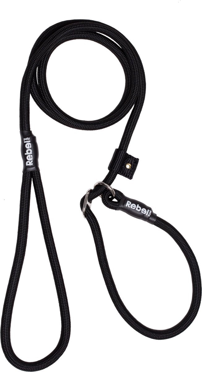 Rebel petz hondenriem - trainingslijn - zwart - s - 8mm x 140cm
