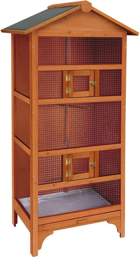 Volière Flamingo classique Nevada marron – volière en bois pour extérieur et intérieur – 78x57x157,5 cm – cage à oiseaux en bois