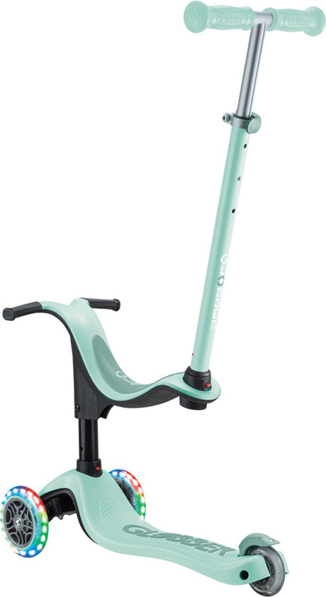 Trottinette de croissance Globber - Go Up Sporty Lights menthe - menthe - roues lumineuses - avec barre de poussée - réglable en hauteur - de 12 mois à 7 ans